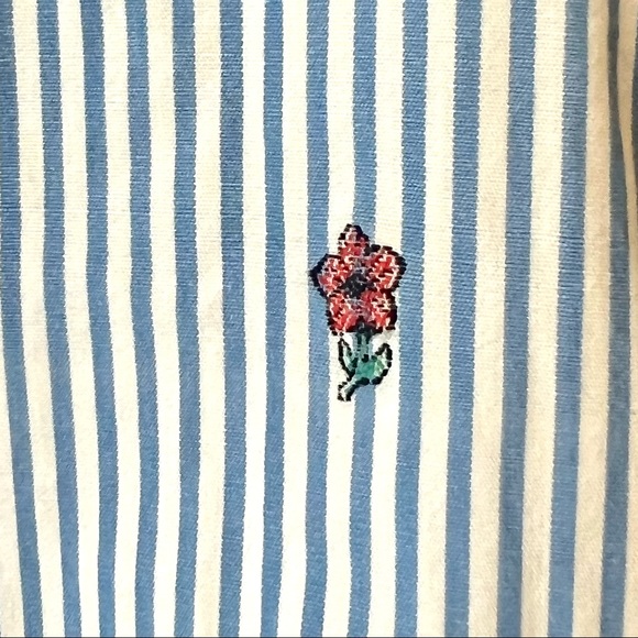 BROOKS BROTHERS Red Fleece Rose Embroidered Striped Button Down Shirt—SZ. 4 - Picture 10 of 14
